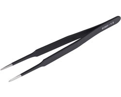 ESD 13 Anti-Static Precisietangen voor Wimperextensions, Nagelkunst en Elektronica - Roestvrij Staal, 12 cm, Recht en Rond