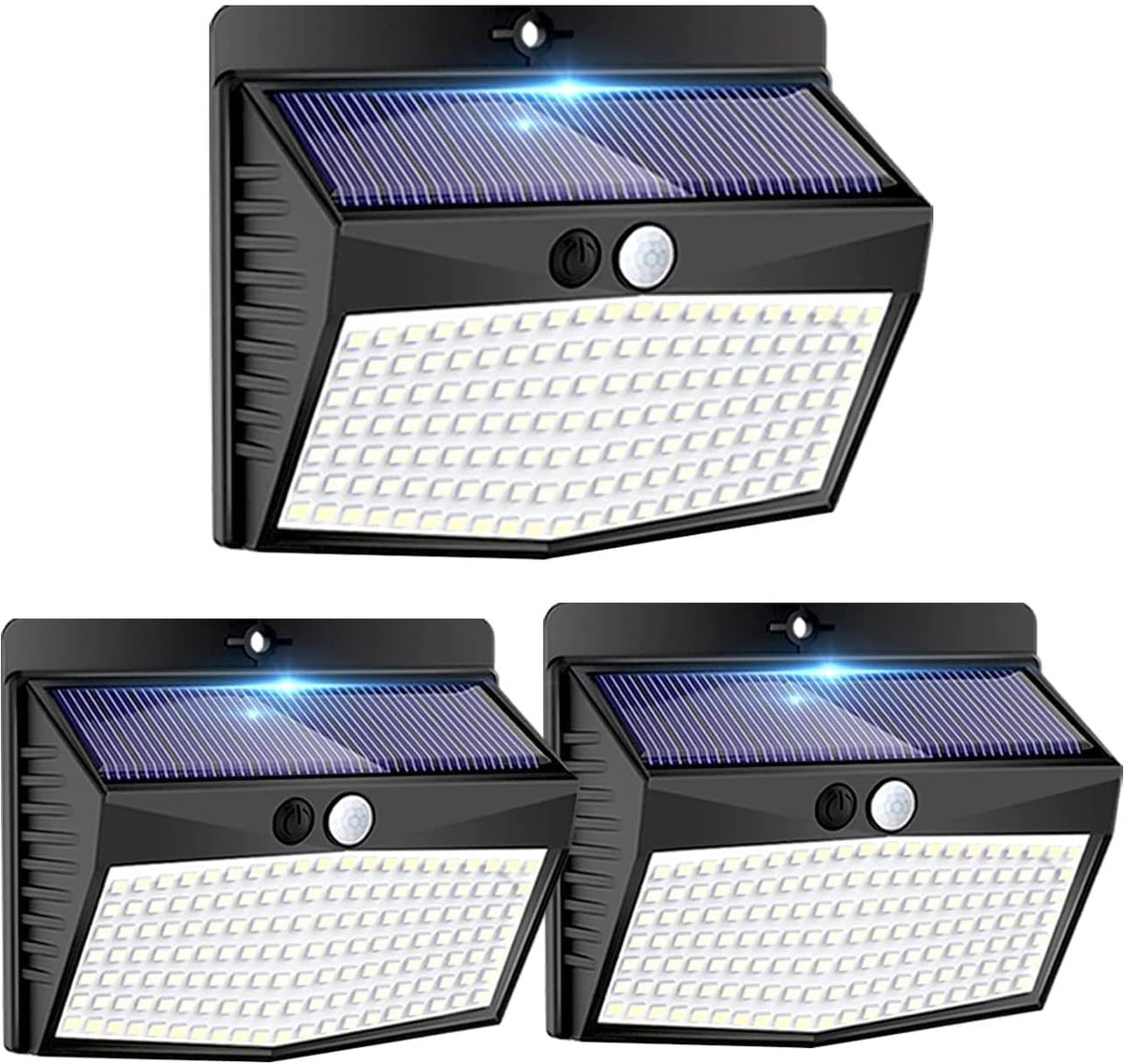 Solarlampen voor buiten met bewegingsmelder - 3 stuks - 180° superhelder - IP65 waterdicht - Veiligheid voor uw tuin - ShopVlot