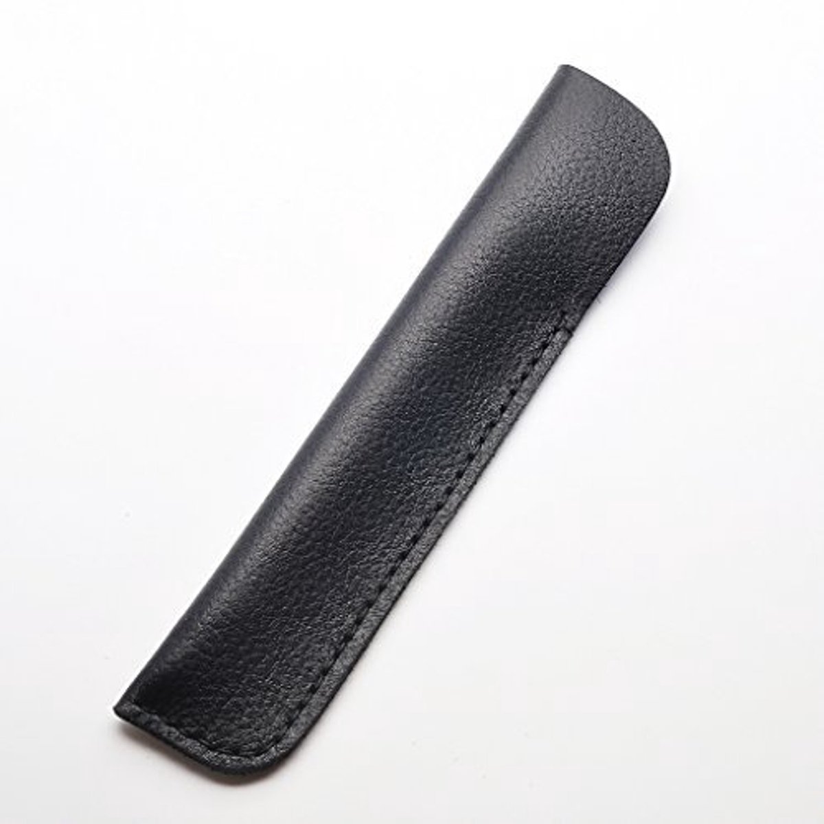 Lederen etui met enkele pen - zwart - luxe leer - perfect voor onderweg - ShopVlot