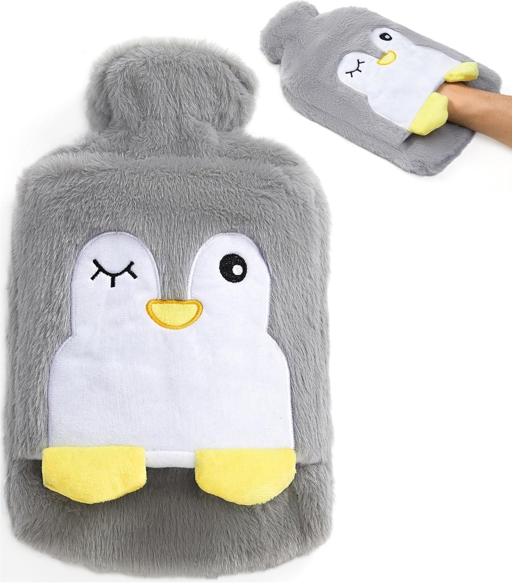 Warmwaterkruik met Dierenhoes voor Kinderen en Volwassenen - Fluffy Deksel voor Pijnverlichting en Comfort (2000ml)