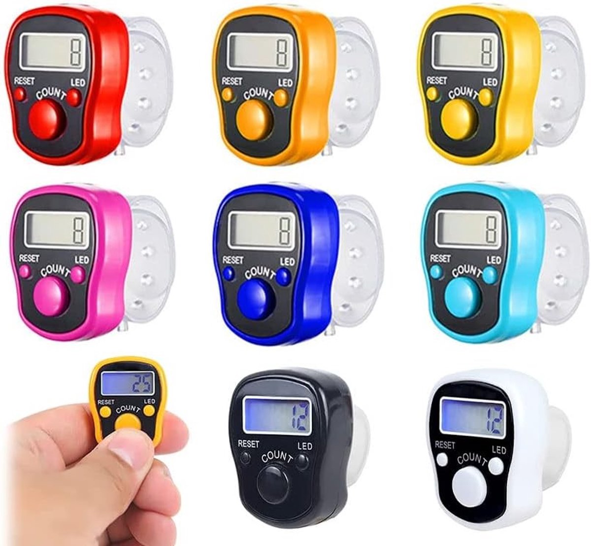 Digitale LED Vinger Telmachine - 8 Stuks Mini Handtel voor Sport, Inventaris en Golftraining