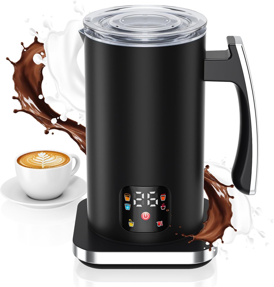 Elektrische melkopschuimer 420 ml - 6-in-1 functie - eenvoudig in gebruik - perfecte melkschuim - Luxento