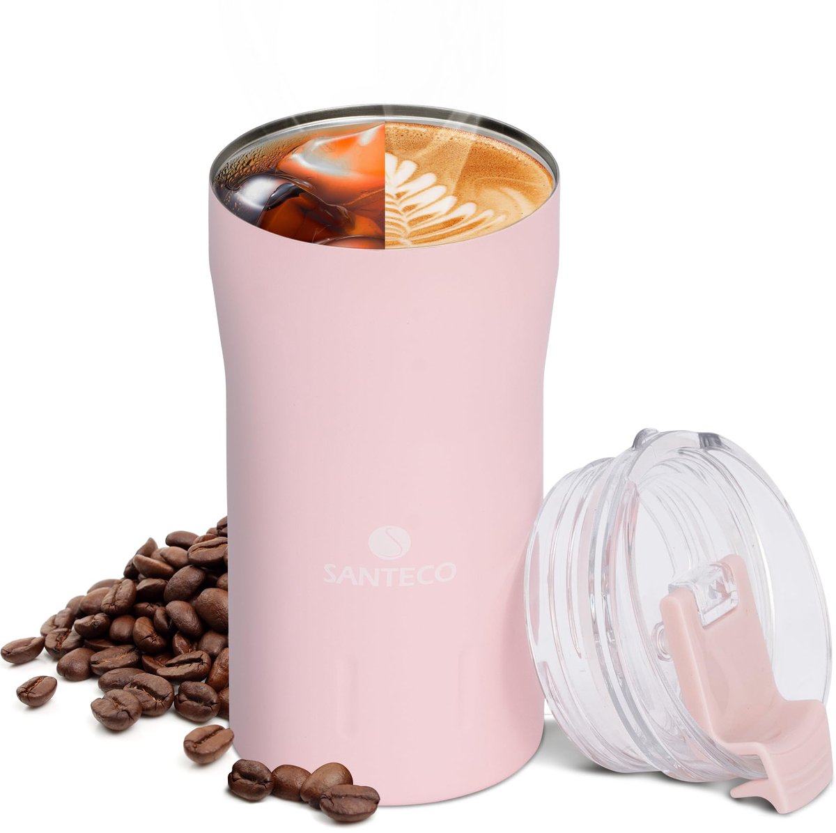 Thermosbeker 350/500 ml - roestvrij staal - brede opening - ideaal voor reizen - Luxento