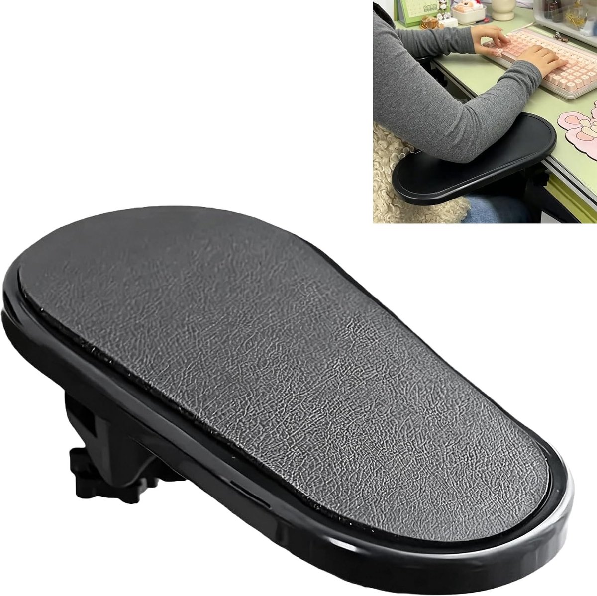 Verstelbare polssteun voor bureau, 1 stuk, zwart, draaibare polssteun, perfect voor computer- en kantoortafels, ergonomisch en comfortabel