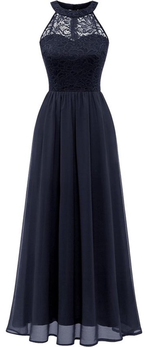 Elegante Avondjurk Lange Halterjurk voor Dames Bruiloft Cocktail Chiffon Kant