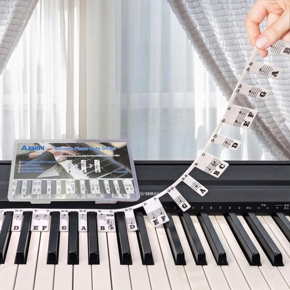 Piano Keyboard Stickers - Verwijderbare en Herbruikbare Toetsenbordlabels met Grote Letters voor 88/61/54/49/37 Toetsen, Geschikt voor Beginners en Kinderen
