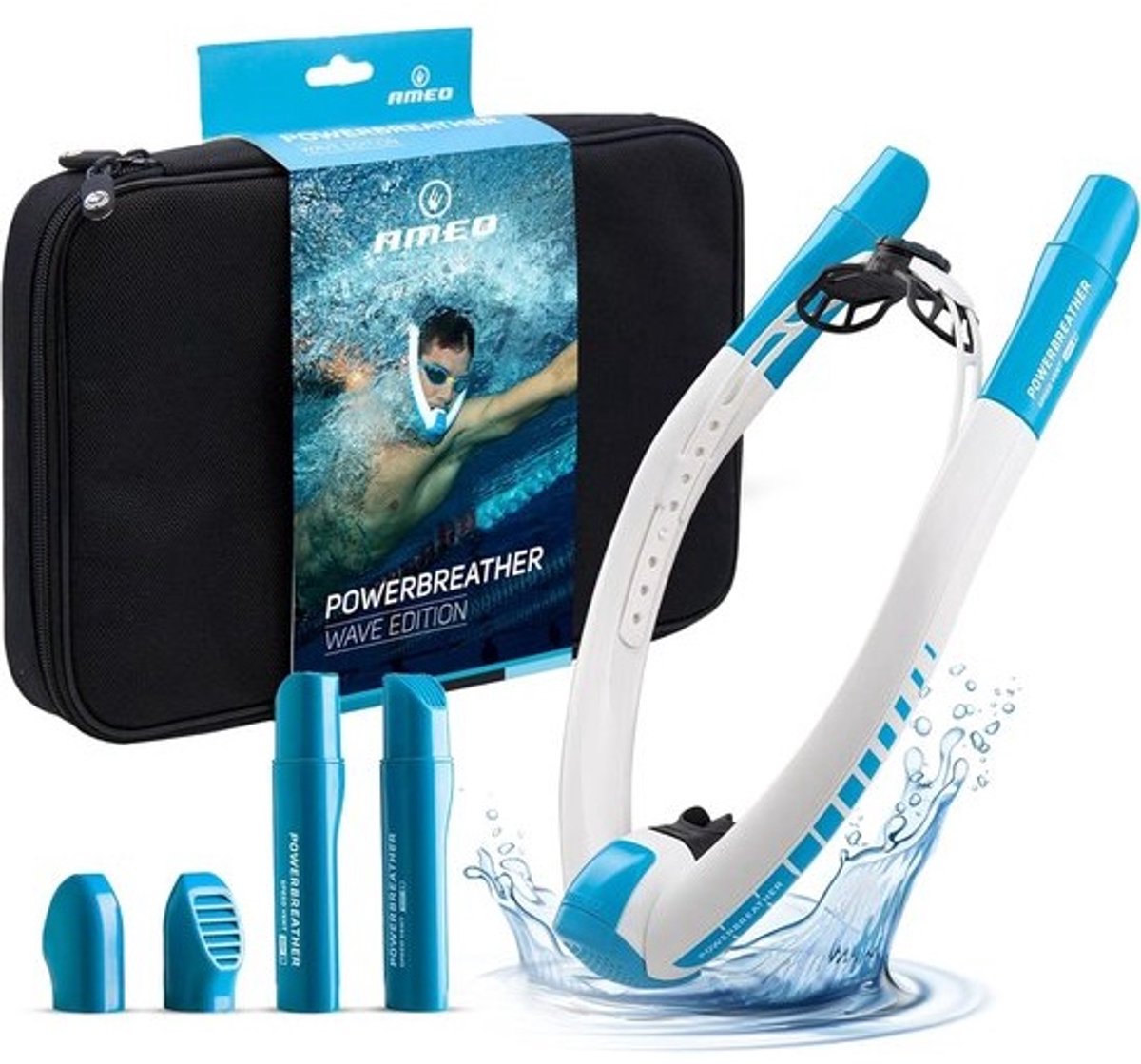 Ademhaling Systeem - Snorkel Ademhaling - Water Sport - Gepatenteerd Ventilatie - 34 x 23 x 8 cm - Wit Blauw