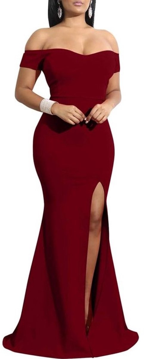 Damesformele Jurk met Off-the-Shoulder Halslijn voor Feestelijke Gelegenheden