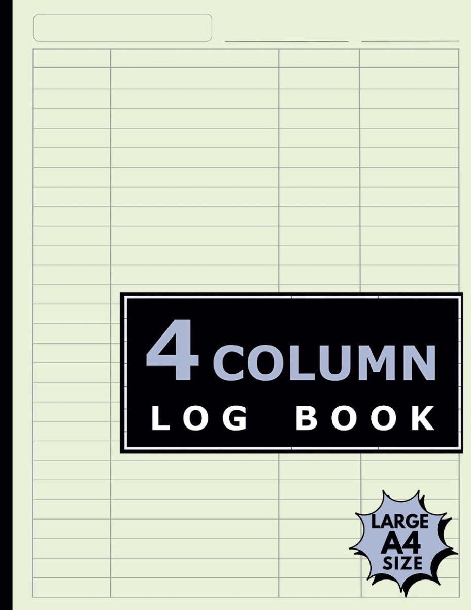 Customizable Log Book 4 Column: Four Column Notebook/Columnar Pad/Multipurpose Record Logbook, 8.5" x 11", 120 Pages - ShopVlot