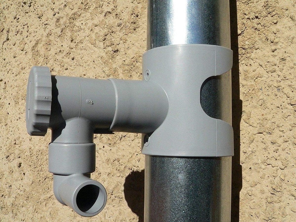 Regenton Collector - Wateropvanger Goot - Regenwater Opvangen - Voor Ronde Leidingen - 80-100 mm - Grijs