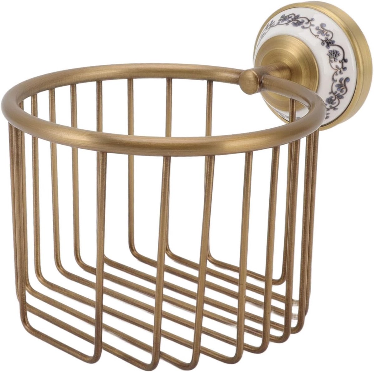 Toiletpapierhouder voor aan de muur - Decoratieve opslagstandaard voor toiletpapier met opbergmand en organizer voor de badkamer