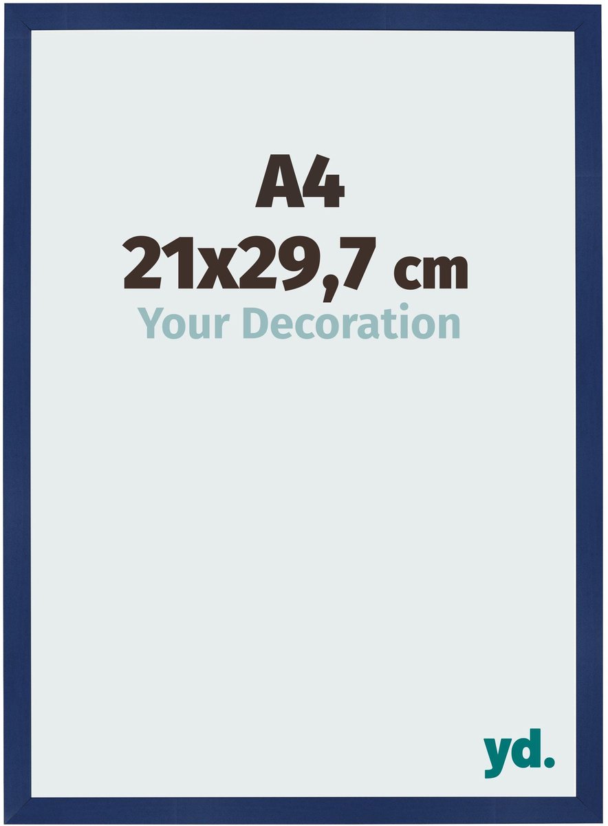Your Decoration - Fotolijst A4 21x 29,7 cm - MDF - Donkerblauw Geveegd - Bologna