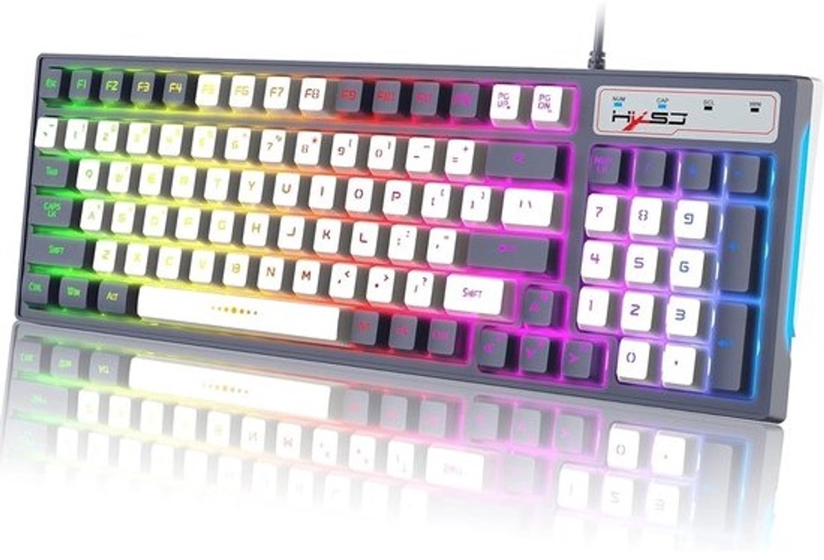 Bekabeld Gaming Toetsenbord met RGB Licht, 96 Toetsen en Anti-Ghosting voor PC en Laptop