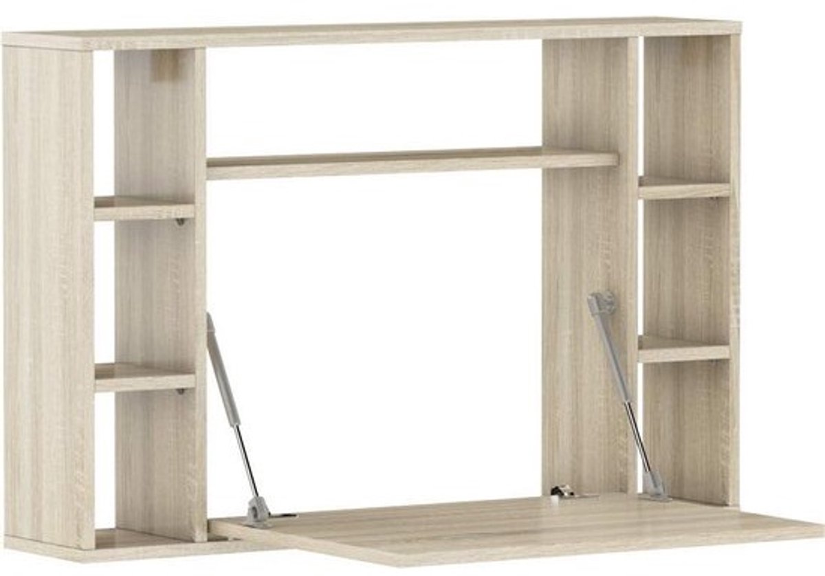 Opklapbaar Wandbureau met Opbergplanken voor Woonkamer of Kantoor