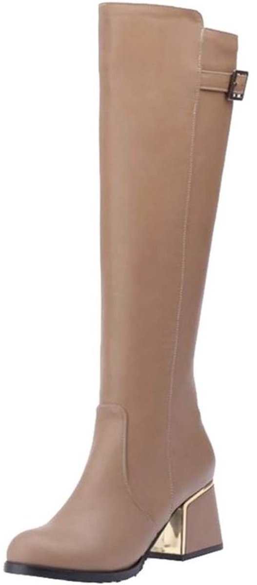 Elegante Dames Hoge Laarzen met Blokhak voor Herfst en Winter
