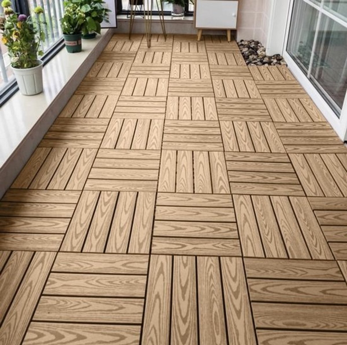 22x WPC Kliktegels Houtlook - Terrastegels en Balkontegels 30x30cm - Waterdicht en Antislip