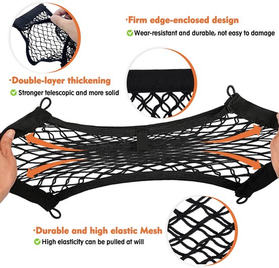 JAMHER 45x25cm Universeel Mesh Cargo Net Elastische String Net Mesh Net Pouch Dubbellaags Cargo Net met Schroeven & - ShopVlot — afbeelding 2