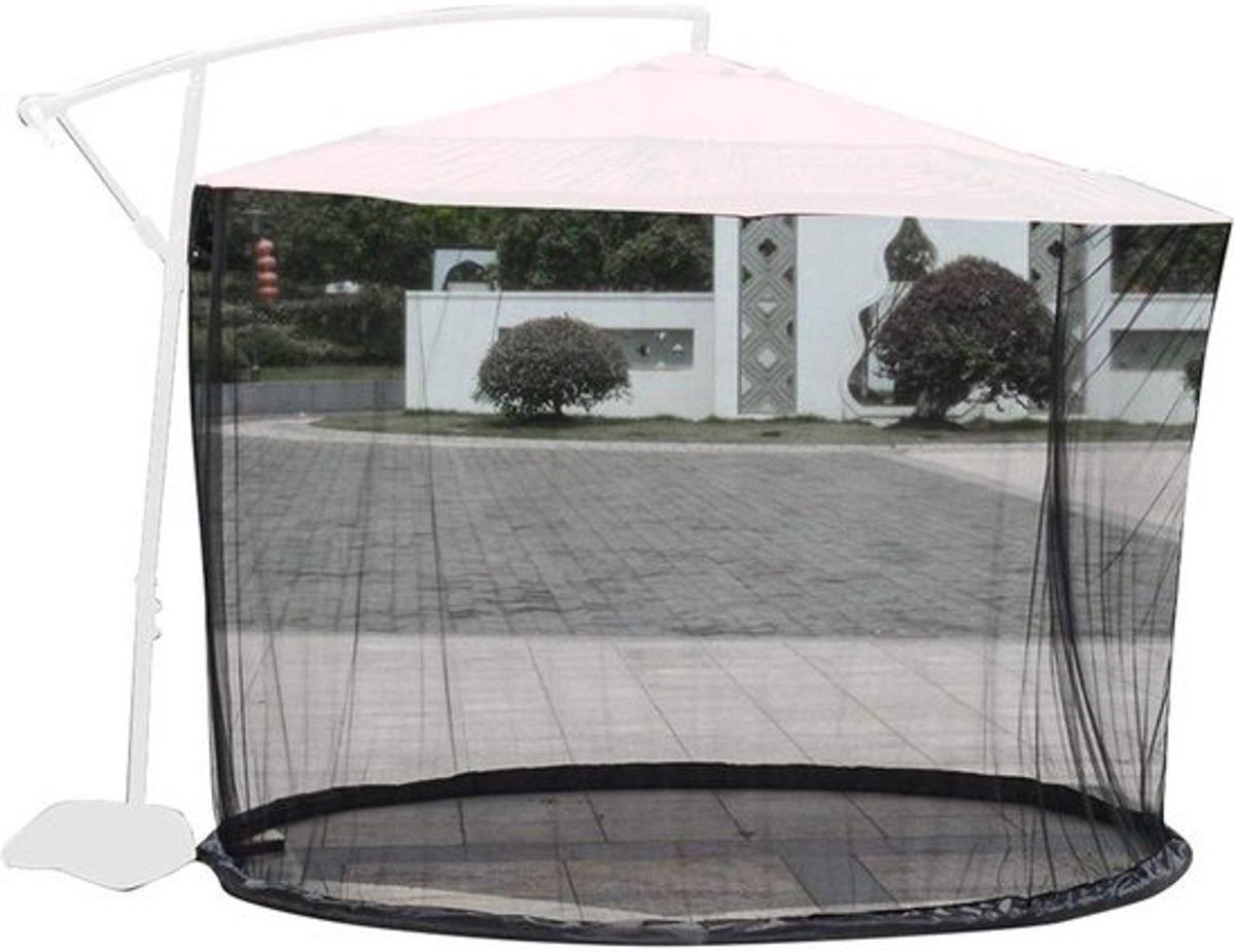 Parasol Klamboe Cover - Terras Net - Insecten Buiten Houden - Met Looddraad Bodem - Voor Parasols 2.5-3m