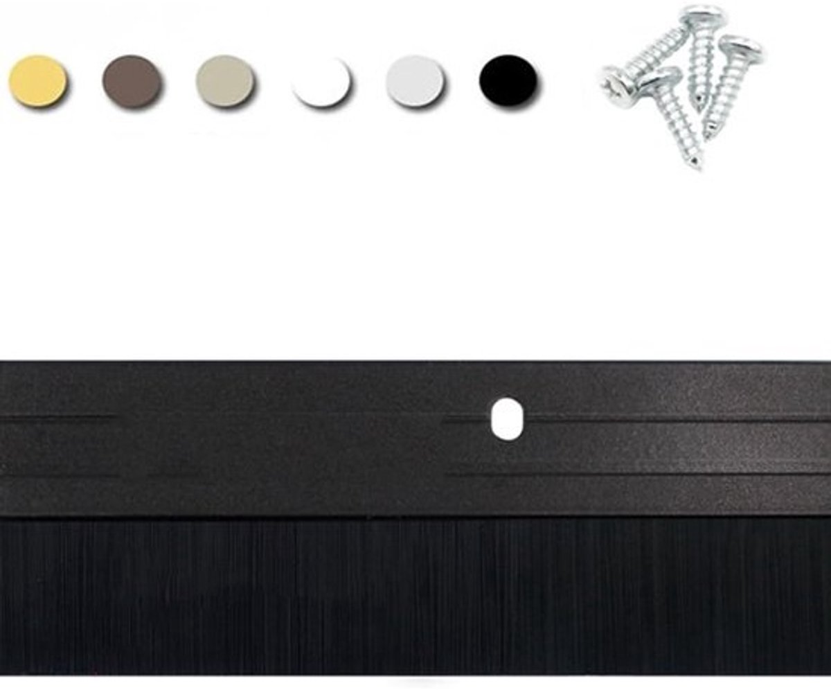 Deurborstel - Tochtstrip Borstel - Isolatie Deuren - Geluidsisolatie Stofwering - 100 cm - Zwart