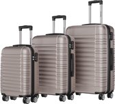TRVLMORE Kofferset - 3 Delig - 38L Handbagage + 70L en 110L Ruimbagage - Lichtgewicht - Trolley - Reiskoffer Set - Roségoud