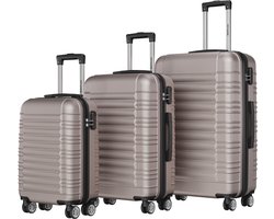TRVLMORE Kofferset - 3 Delig - 38L Handbagage + 70L en 110L Ruimbagage - Lichtgewicht - Trolley - Reiskoffer Set - Roségoud