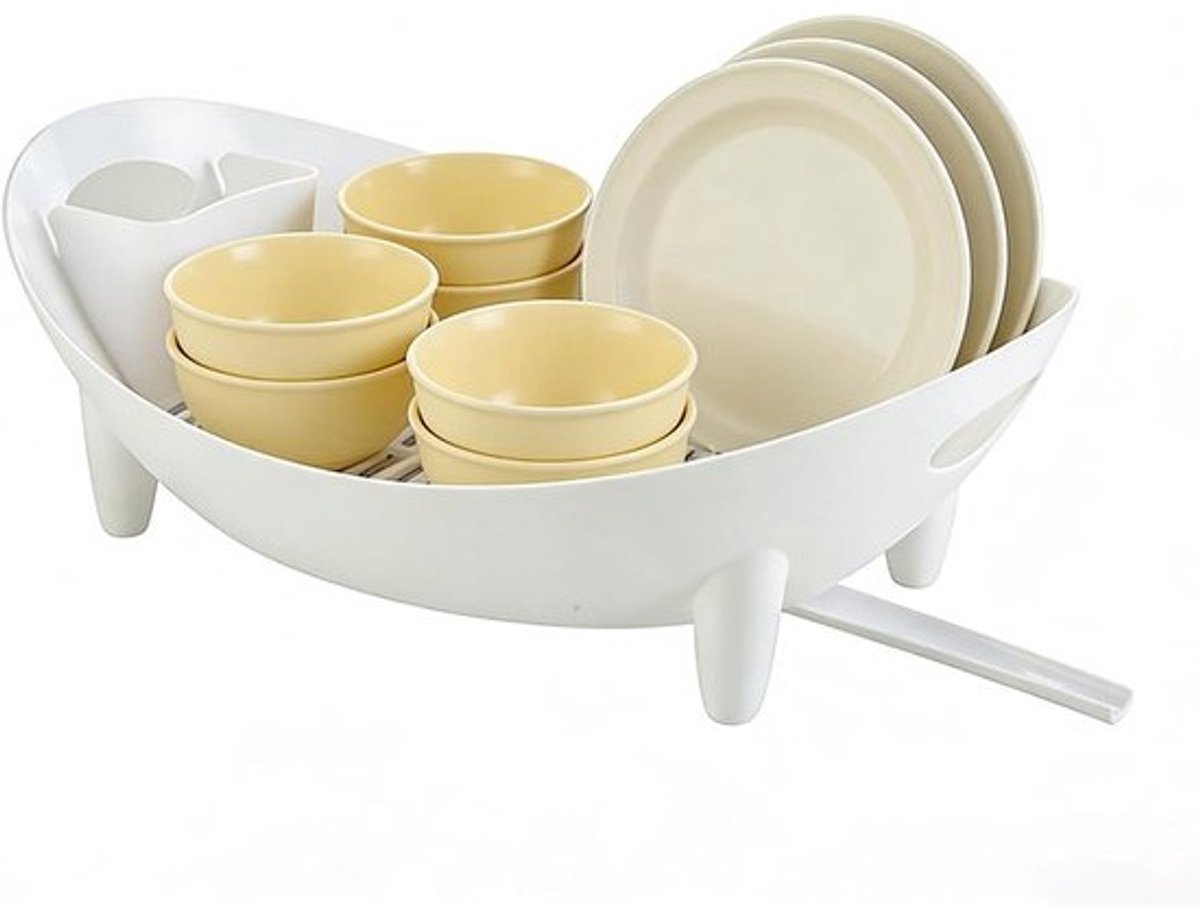Siliconen Afdruiprek - Keuken Organizer - Keukenwerk Stroomlijnen - Efficiënte Waterafvoer - 28 x 14 x 14 cm - Wit