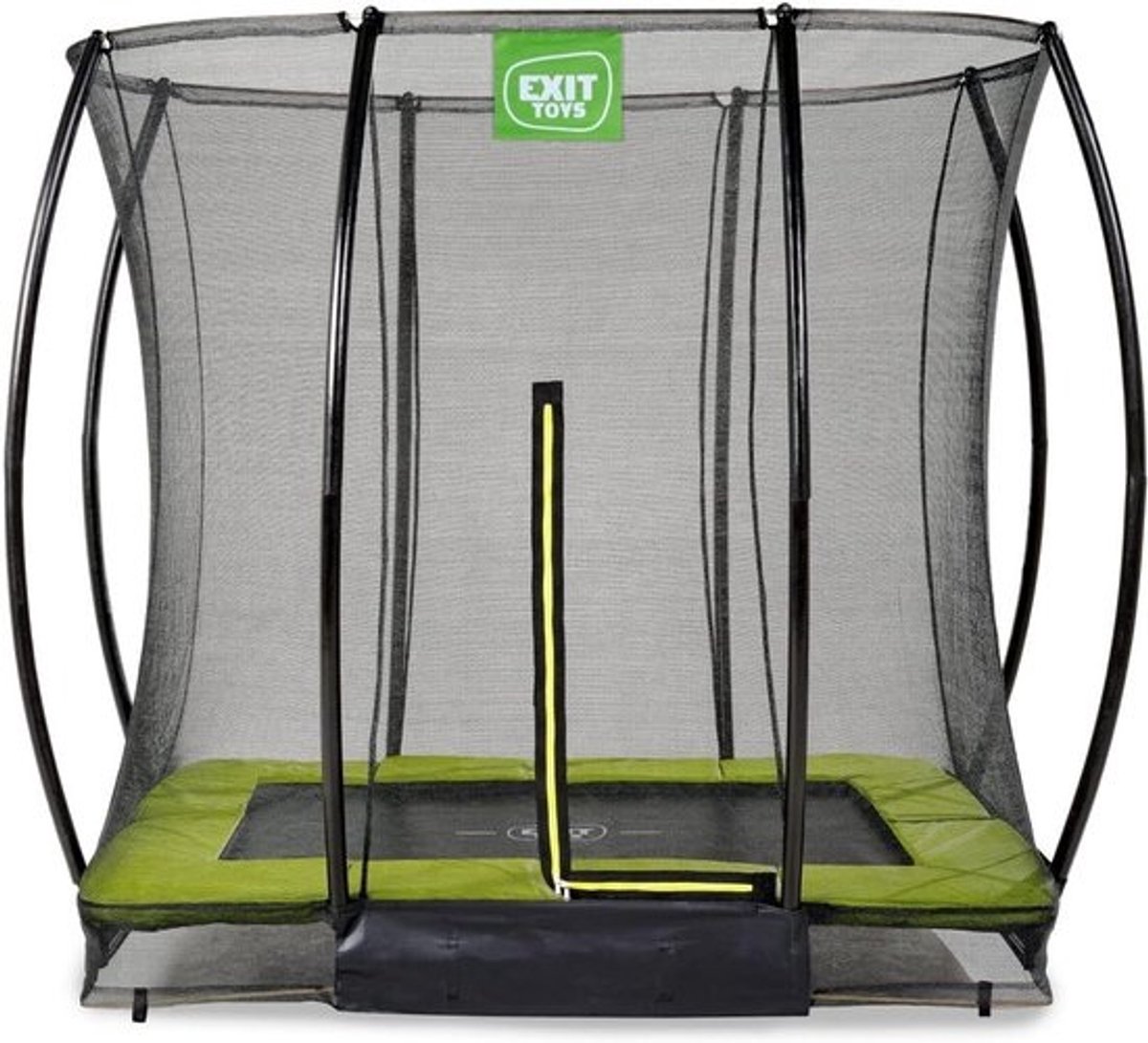 Compacte Rechthoekige Trampoline voor Kinderen - 153x214cm - Met Veiligheidsnet en Voetbeschermingssysteem - Veilige Instap - Goede Springkracht - Groen