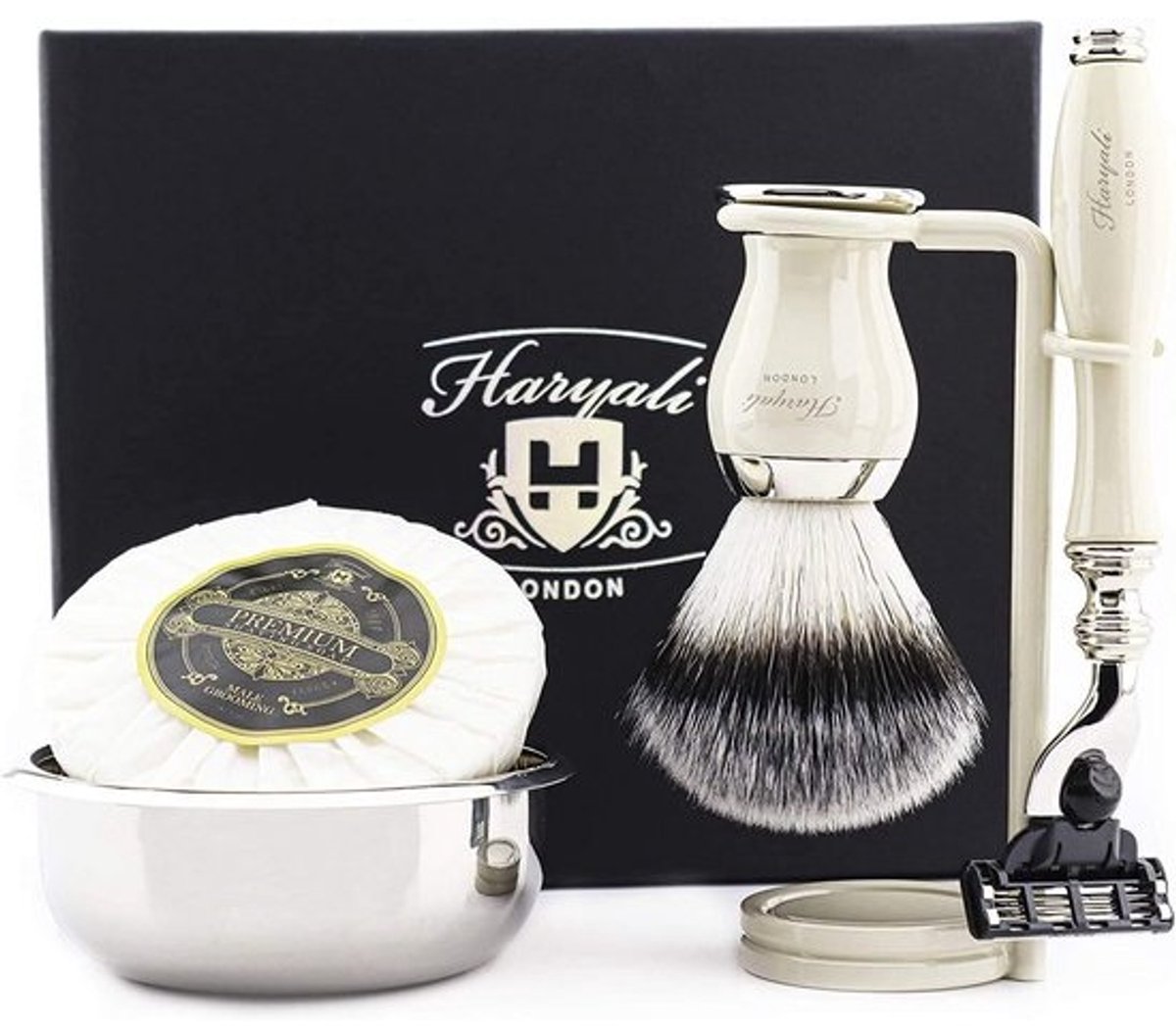 Complete 5-delige Scheerset met Scheerkwast, Scheermes en Stand