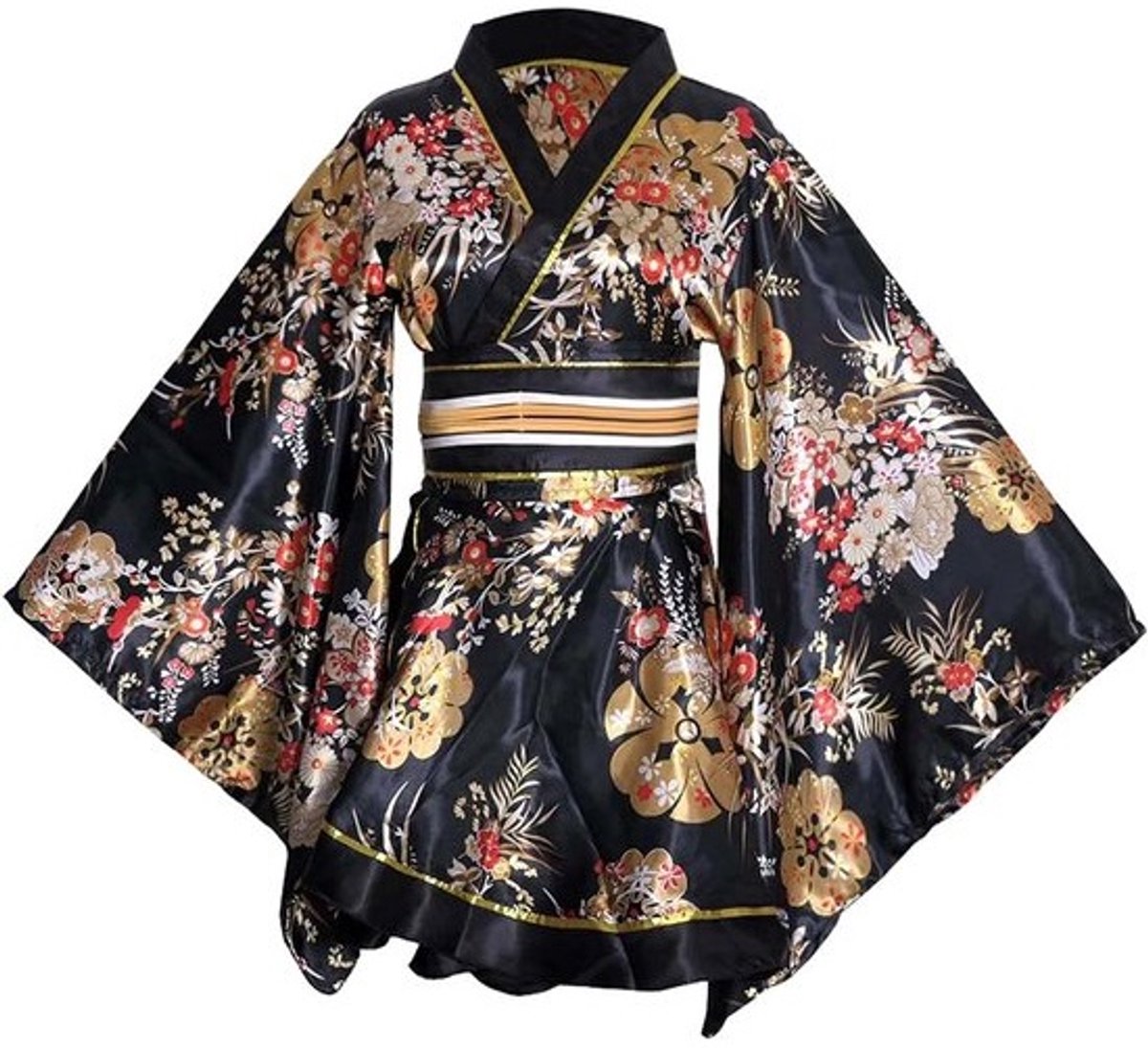 Korte Kimono-jurk voor Dames met Bloemenprint - Stijlvolle Japanse Geinspireerde Outfit