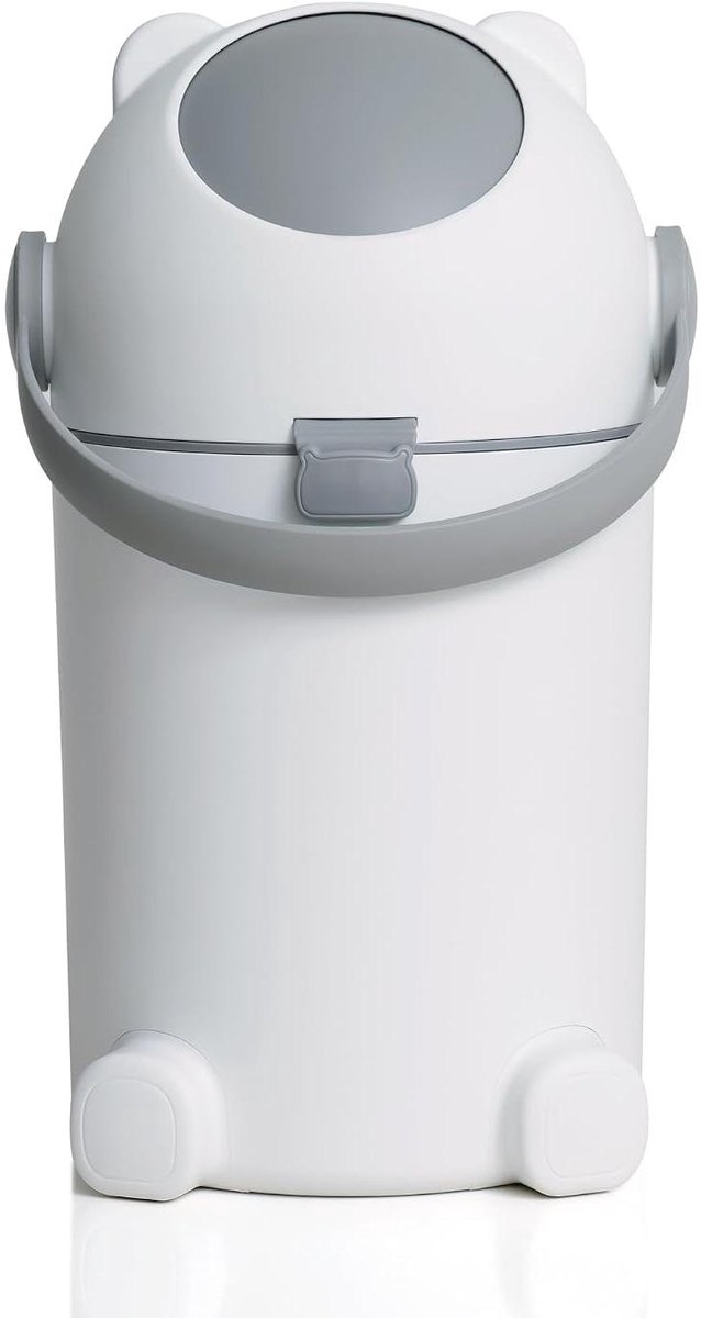 Luieremmer - Vuilnisbak Babykamer - Luiers Weggooien - Geurbestrijding Met Eén Hand - 12 Liter - Wit Grijs