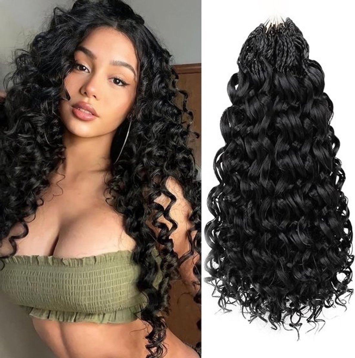 14 Inch Pre-Layered Ocean Wave Crochet Hair - Deep Twisted Synthetic Braiding Hair for Women