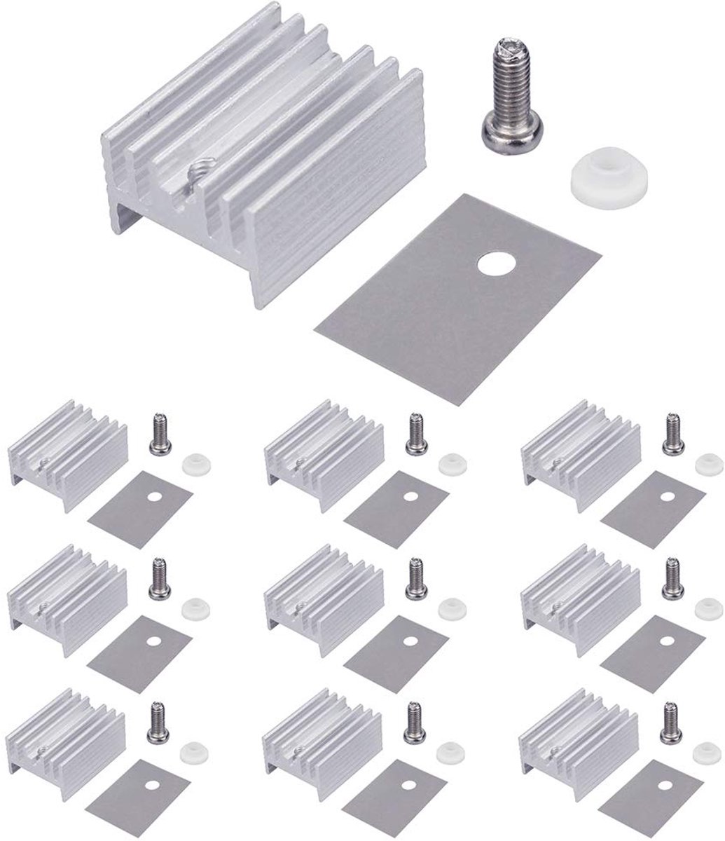 SnelShoppen - 10Set Aluminium TO-220 Koellichaam Montagekits, Koellichaam + Schroef + Wasmachine + Isolatie Silicoon voor TO-220 MOSFET Transistor/LM7