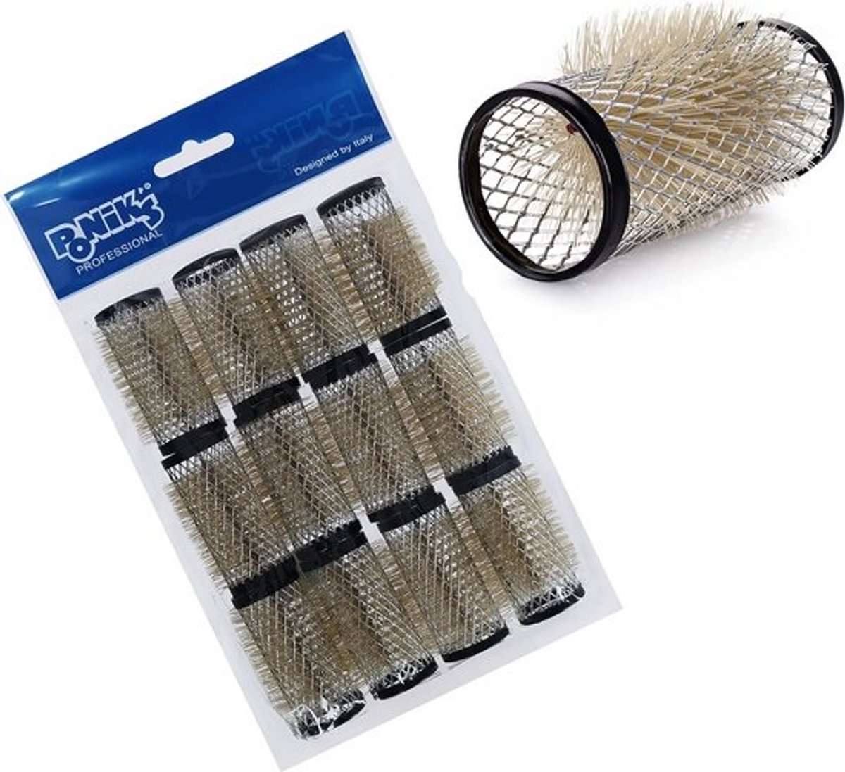Professionele Metalen Haarwikkelaars met Borstels - Set van 12 Krulspelden 28 mm