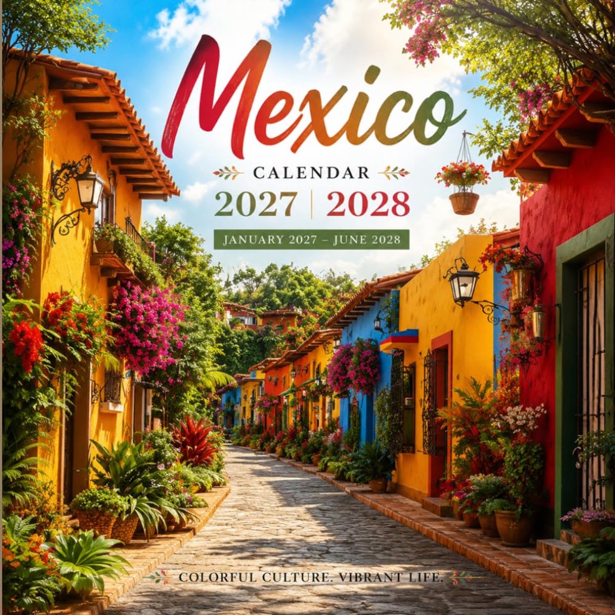 Kalender Mexico 2027 2028 - Kleurrijke Mexicaanse Landschappen - Historische Straten - ShopVlot
