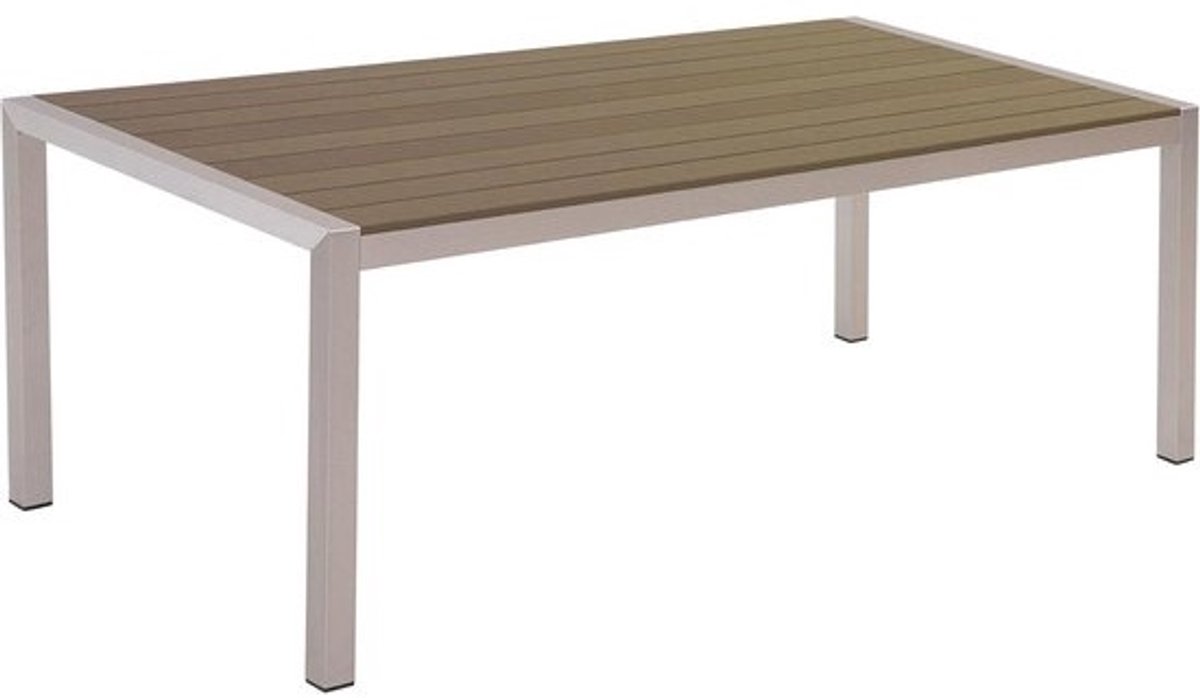Moderne Rechthoekige Tuin- en Eettafel 180x90 cm voor 6 Personen - Bruin met Aluminium Frame