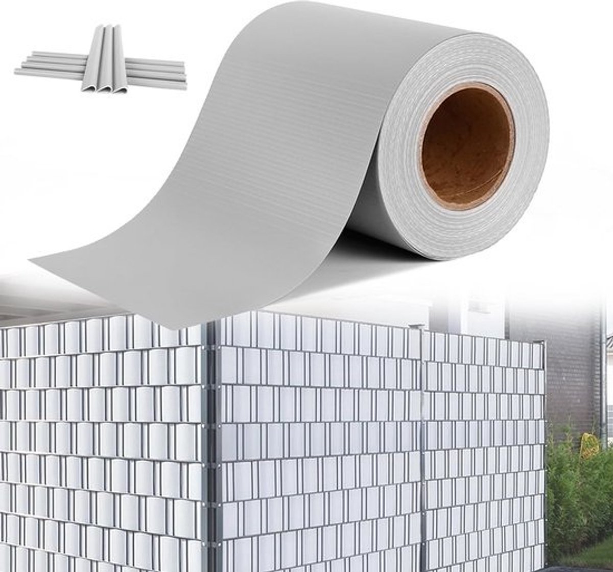 PVC Privacy Bescherming - Weerbestendige Zichtwering Stroken voor Tuinhek en Balkon - 65m x 19cm met 30 Clips