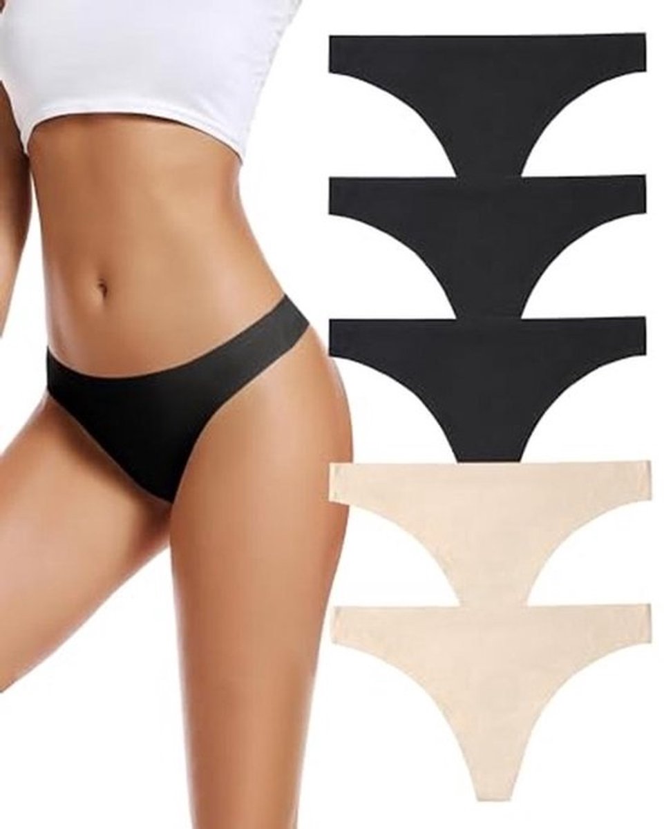 Voenxe Strings Dames Tanga, Seamless Thongs Underwear For Women,Vrouwen Zonder Naadloze, Stijlvol Ondergoed Met Lage Taille,Naadloos Onderbroeken,Onzichtbare Slipjes,Invisible Panties,Multipack Van 5