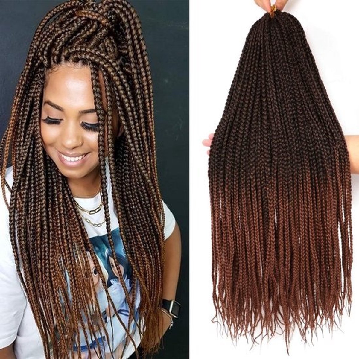7 Packs Losse Box Braids Vlechten Synthetisch Haar Extensions 26 Inch - Pre-Looped