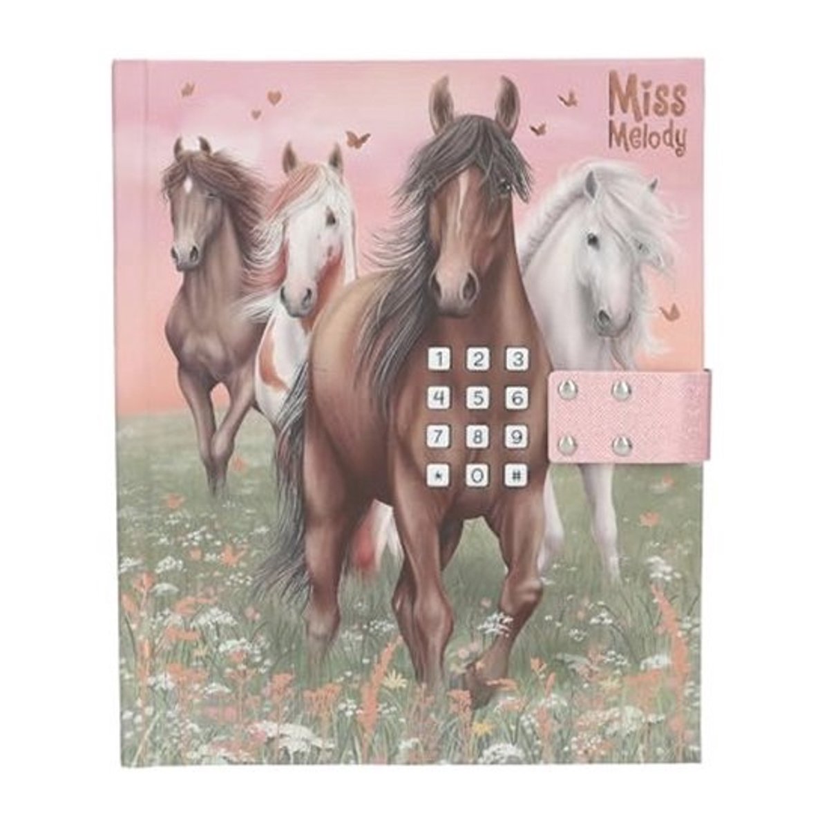 Depesche 13236 Miss Melody - Dagboek met cijfercode en geluid, boek in roze en groen, met paardenmotief en 80 gelinieerde en kleurrijk geïllustreerde pagina's