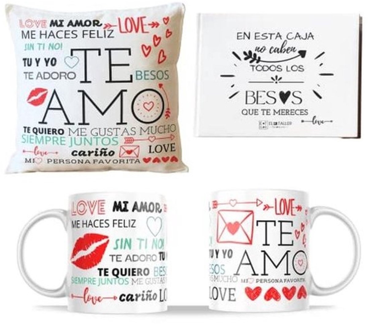 Romantische cadeaus voor koppels - Kussen en Mok met Liefdesboodschappen - Originele Geschenken voor Valentijnsdag, Verjaardag en Jubileum