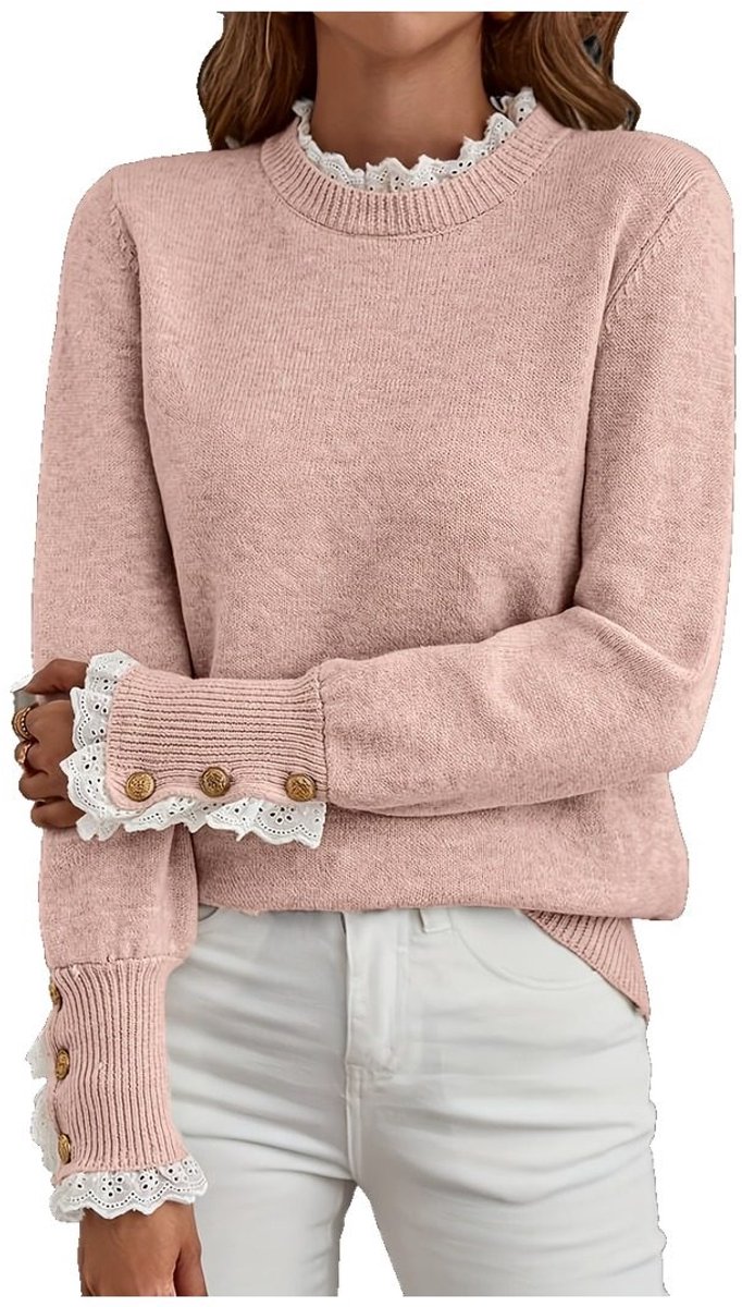 Currero Sweater Dames Sweaters Sweatshirt Hoodie Warme Trui Pullover Jumper Crewneck Vest Lichtroze