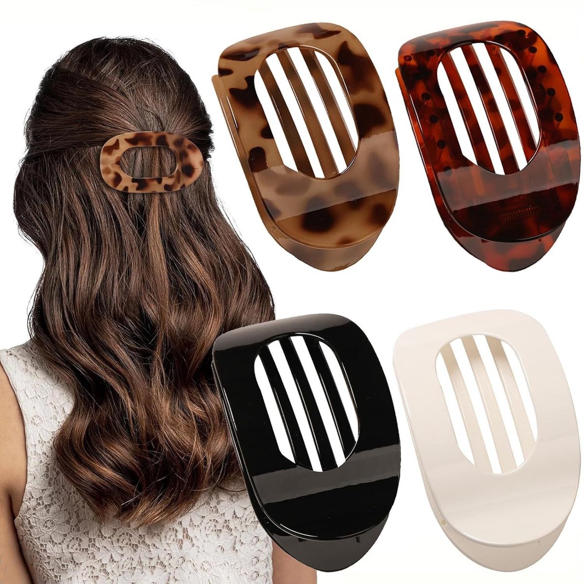 Platte & Ronde Haarclip Set - Sterke Grip, Comfortabel Ontwerp