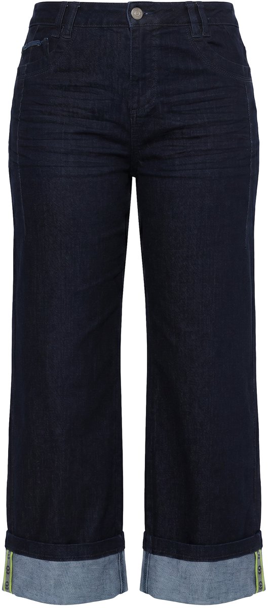 Laurasøn - Dames - Denim broek met wijde pijpen - Donkerblauw denim - Maat 58