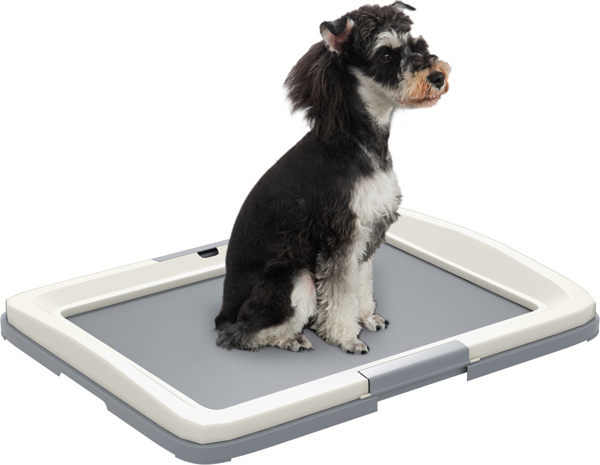 Hondentoilet met opvangbak voor puppytraining, geschikt voor binnen- en buitengebruik, 63x48,5x6 cm, grijs
