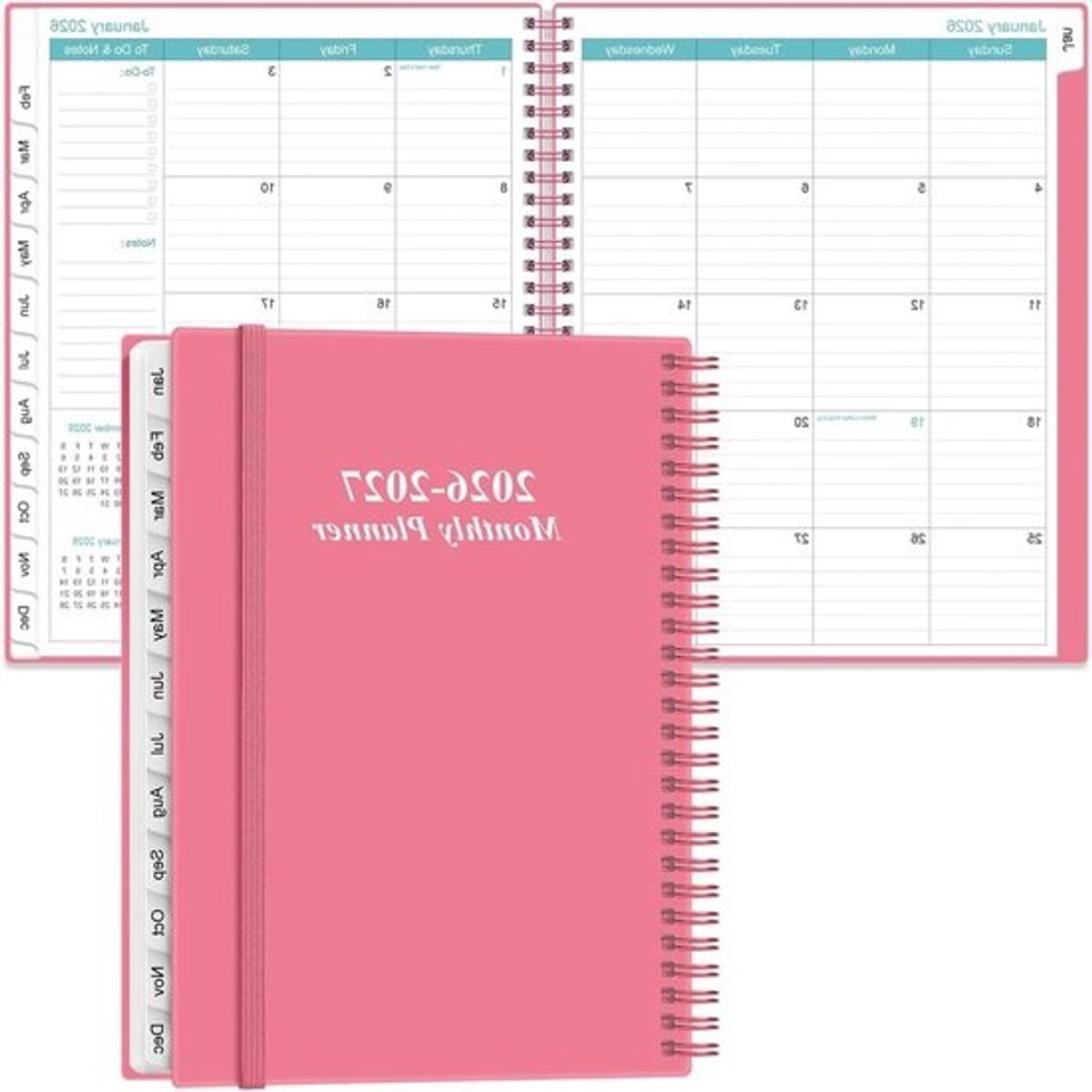 Maandplanner 2025-2027 - Agenda Planner - Afspraken Plannen - 18 Maanden Overzicht - 9 x 11 inch - Roze