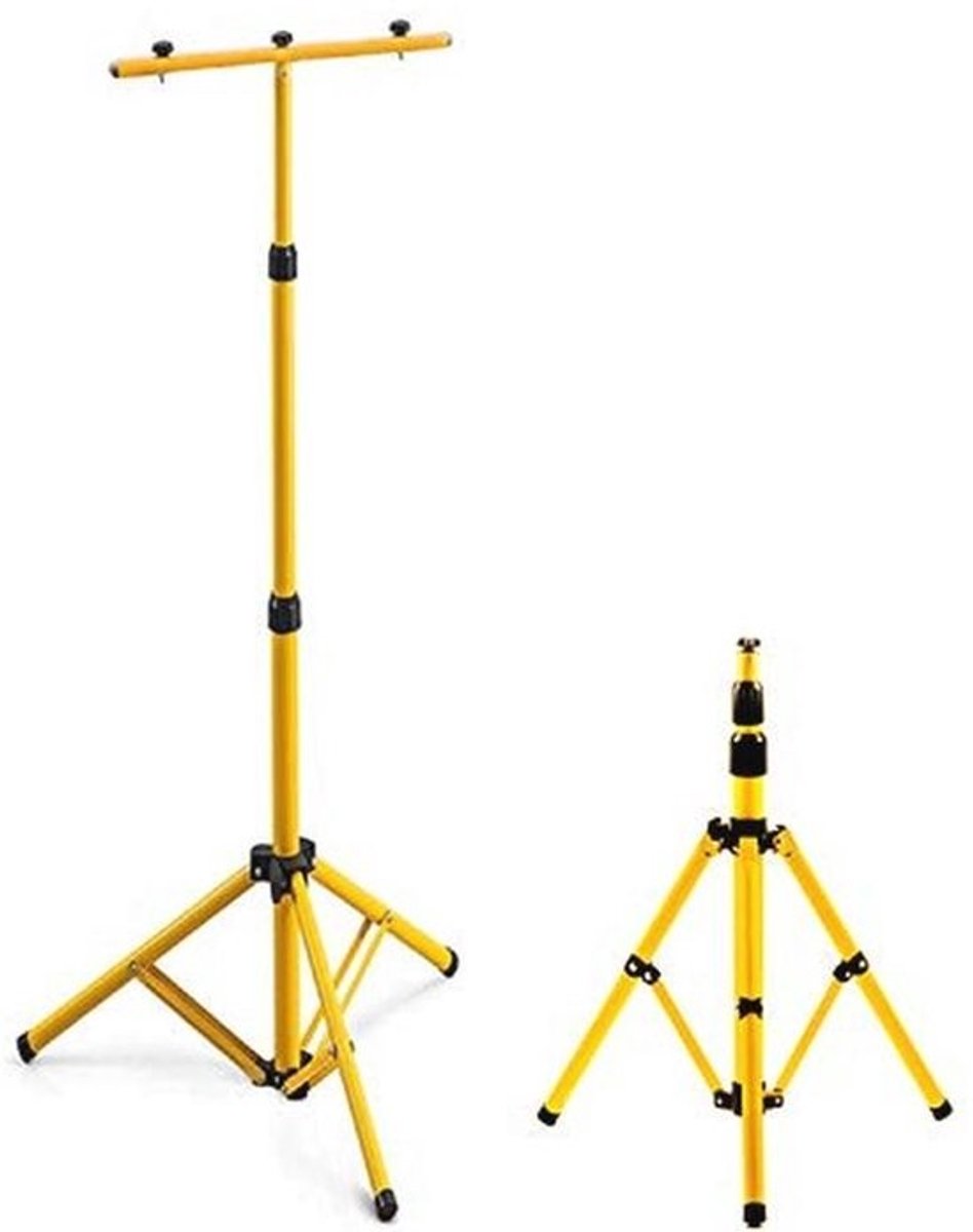 Telescopisch statief voor bouwspots en led-schijnwerpers, verstelbaar van 64 tot 160 cm, dubbele houder voor 2 lampen