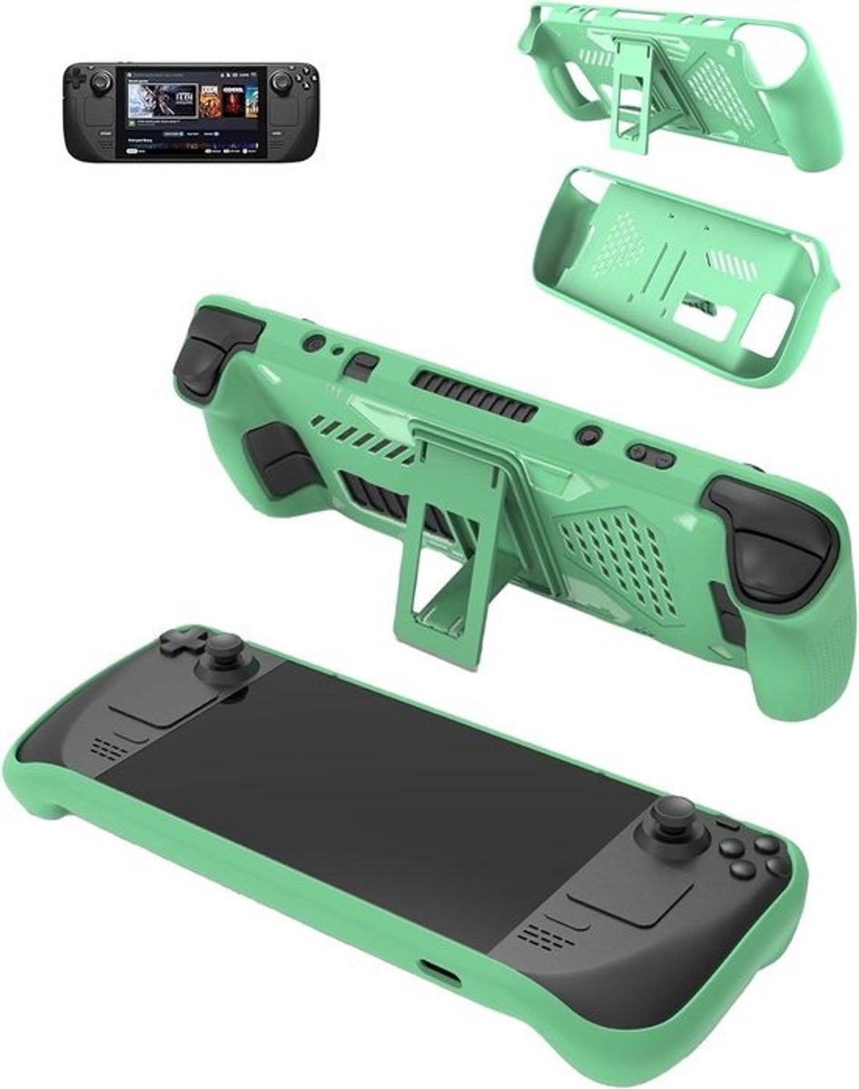 Beschermhoes Steam Deck - OLED Cover Case - Spelcomputer Bescherming - Precisiegaten Standfunctie - Krasbestendig Schokbestendig - Groen