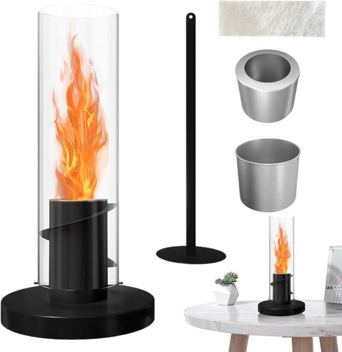 Sfeerverlichting Tafellamp - Draaiende Haard - Ontspannende Avonden - Uniek Tornado Effect - 16 x 20 x 16 cm