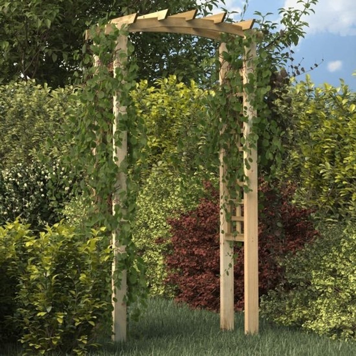 Houten Tuinboog - Rozenboog Klimplanten - Decoratieve Entree - Geïmpregneerd Grenenhout - 110 x 60 x 210 cm - Groen