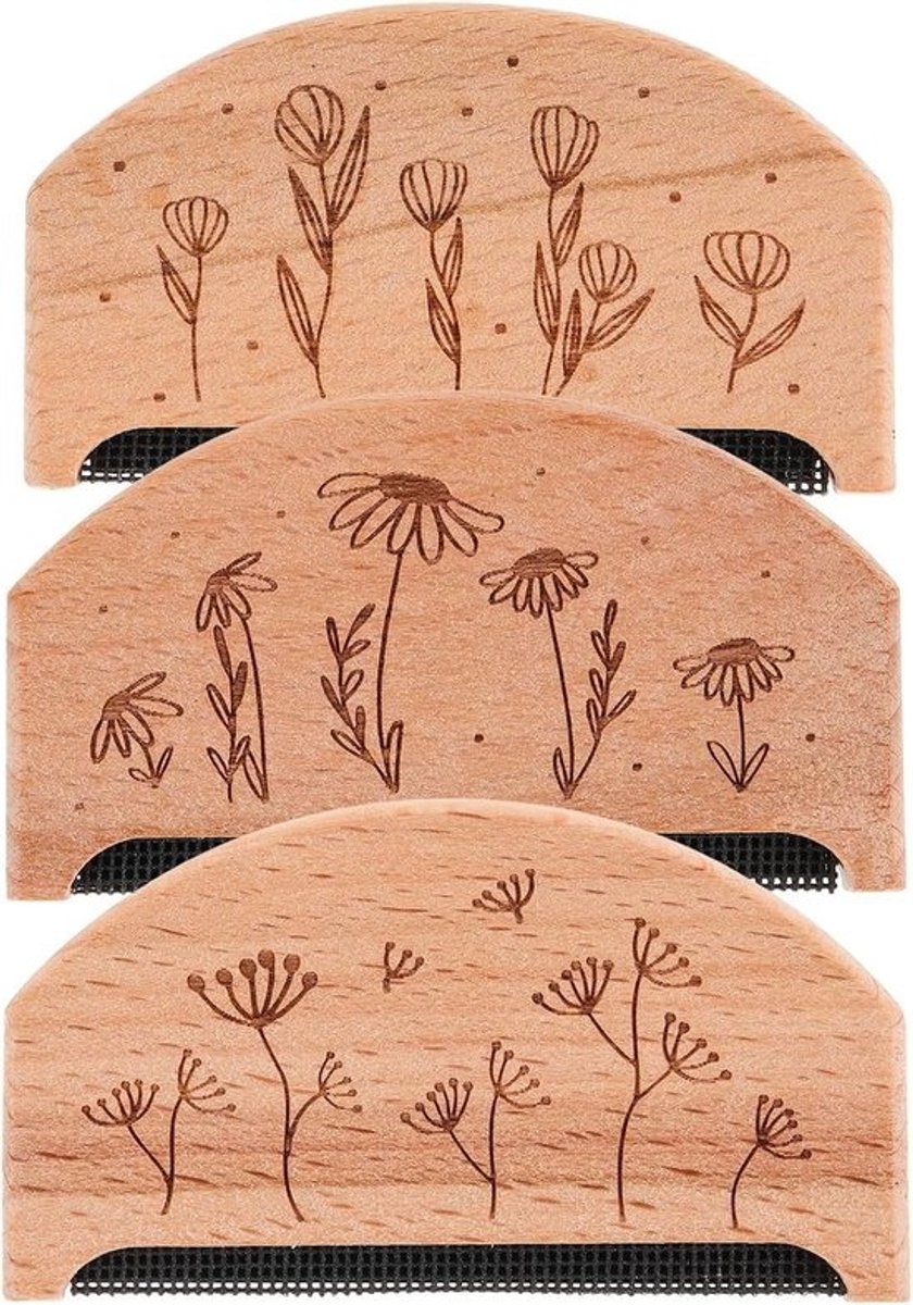 Pluisverwijderaars - Kledingborstels - Truien Reinigen - Houten Handvat - Compact Formaat - Beige